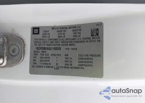 2018 Chevrolet Colorado Wt from USA, damaged, VIN 1GCHSBEA8J1168538